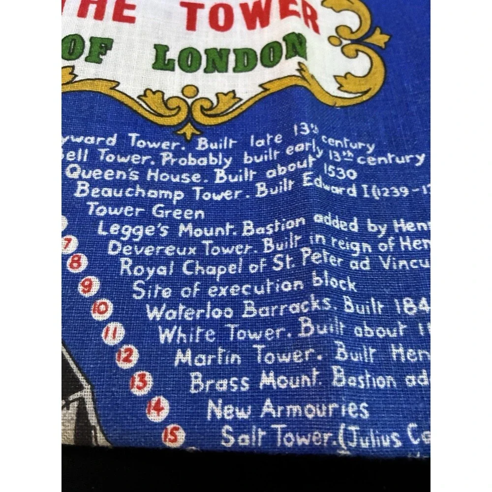 VINTAGE IRISH LINEN TEA TOWEL BY ULSCER “The Tower Of London” The River Thames